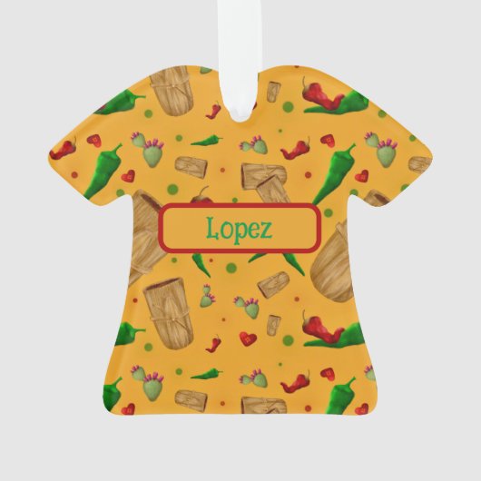 Nieuw Mexico Rood & Groen Chili Tamales Zia Nopale Ornament (achterkant)