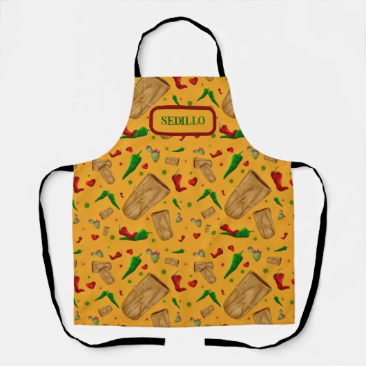 Nieuw Mexico Rood & Groen Chili Tamales Zia Nopale Schort (Voorkant)