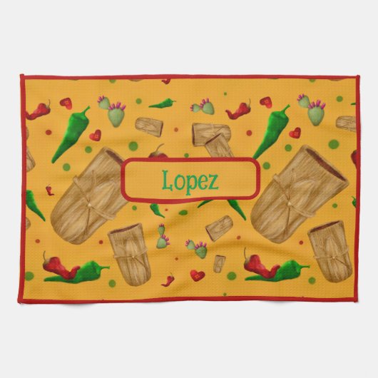 Nieuw Mexico Rood & Groen Chili Tamales Zia Nopale Theedoek (Horizontaal)