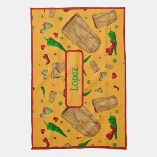 Nieuw Mexico Rood & Groen Chili Tamales Zia Nopale Theedoek (Verticaal)