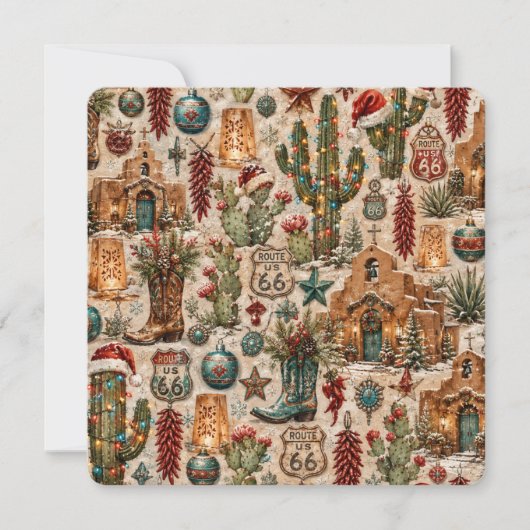 Nieuw-Mexico Route 66 Kerstansichtkaart (Voorkant)