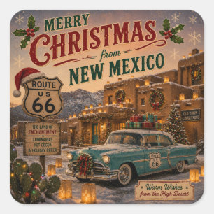 Nieuw-Mexico Route 66 Vakantie Souvenir Vierkante Sticker