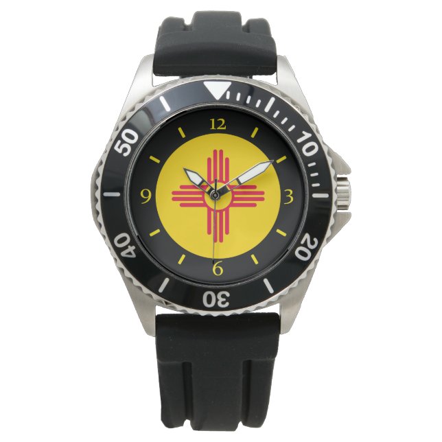 Nieuw Mexico State Flag Watch Design Horloge (Voorkant)