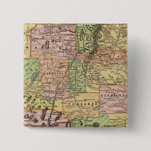 Nieuw Mexico Vierkante Button 5,1 Cm (Voorkant)