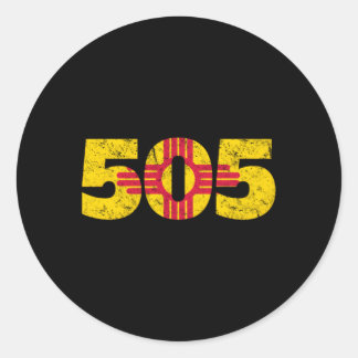 Nieuw Mexico Zia 505 Vlag Ronde Sticker