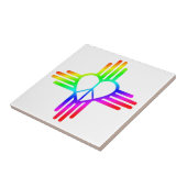 Nieuw Mexico Zia Rainbow Heart met vredesbord Tegeltje (Zijkant)