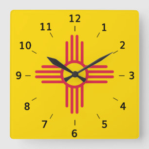 Nieuw Mexico Zia Sun-symbool Square Wall Clock Vierkante Klok