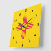 Nieuw Mexico Zia Sun-symbool Square Wall Clock Vierkante Klok (Hoek)