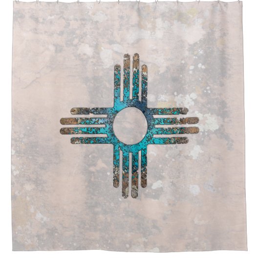Nieuw Mexico Zia Zonnesymbool Douchegordijn (Voorkant)