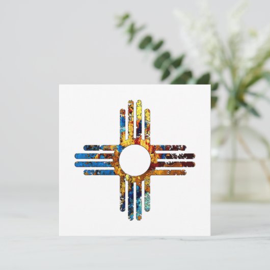 Nieuw Mexico Zia Zonnesymbool Feestdagenkaart (Staand voorkant)