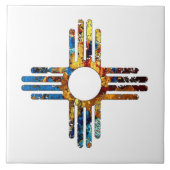 Nieuw Mexico Zia Zonnesymbool Tegeltje (Voorkant)