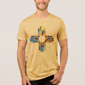 Nieuw Mexico Zia Zonnesymbool Tri-Blend Shirt (Voorkant)
