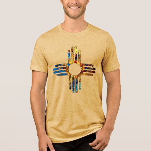 Nieuw Mexico Zia Zonnesymbool Tri-Blend Shirt (Voorkant)