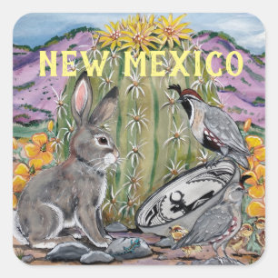 Nieuw Mexico Zuidwest Dierlijke Cactus Art Souveni Vierkante Sticker