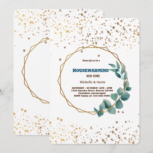 Nieuw modern herfst huis verjaardagsfeestje in kaart (Voorkant / Achterkant)