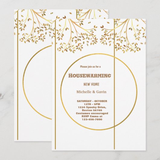 Nieuw modern herfst huis verjaardagsfeestje in kaart (Voorkant / Achterkant)