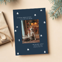 Nieuw modern huis twee foto marine Kerstmis Feestdagenkaart