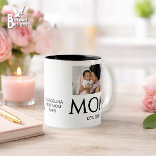 Nieuw Moeder Cadeau Aangepaste Tekst Foto Moeder O Tweekleurige Koffiemok
