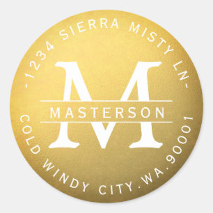 Nieuw Monogram Gold Circular Return-adres Ronde Sticker