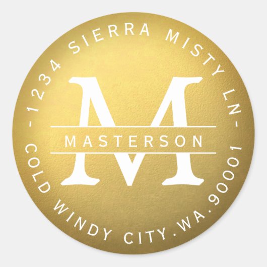 Nieuw Monogram Goud Circulair Label voor Tara (Voorkant)