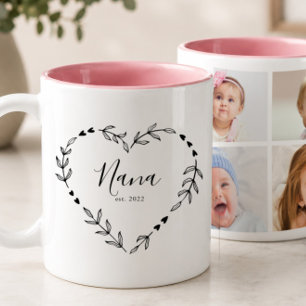 Nieuw Nana Jaar Opgericht Vier Foto Collage Tweekleurige Koffiemok