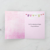 Nieuw nichtje Voetafdrukken op Pink Gingham Kaart (Binnen)