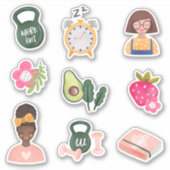 Nieuw | Nieuwjaarsresoluties Illustratief meisje Sticker (Voorkant)