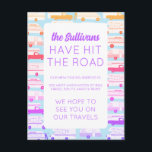 NIEUW NOMAD ADRES Camper Trailer Vanlife RV Briefkaart<br><div class="desc">Kleurrijke kampeerwagens en bestelwagens dansen over deze kaart,  perfect voor nieuwe nomaden om geliefden op de hoogte te stellen van hun nieuwe postadres tijdens het reizen. Pas alle tekst aan uw behoeften aan,  verander de kleuren en lettertypen. Kijk eens in mijn shop voor meer!</div>