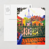Nieuw O)rleans Franse wijk Balkon Briefkaart (Voorkant / Achterkant)