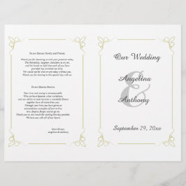 Nieuw Olijfgroen art Deco Foral Wedding Programme