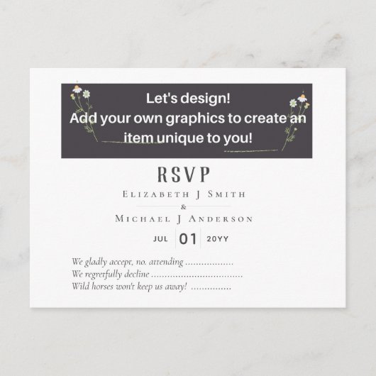 NIEUW! ONTWERP EIGEN WEDDING RSVP-Briefkaart vanaf Briefkaart (Voorkant)