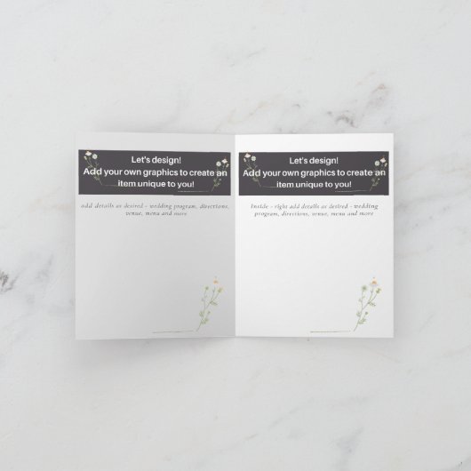 NIEUW! ONTWERP UW EIGEN TROUWPROGRAMMA, MENU, BEST NOTITIEKAARTJE (Binnen)