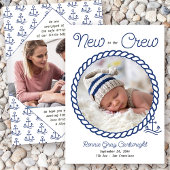 Nieuw op de Crew 2 Foto Blue Nautical Anchor Birth Aankondiging