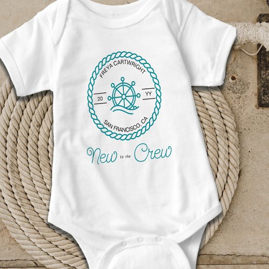 Nieuw op de Nautical Blauwgroen Shield Wheel Custo Romper