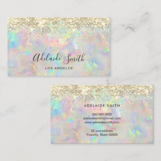 Nieuw Opal edelsteen faux glitter visitekaartje (Voorkant / Achterkant)