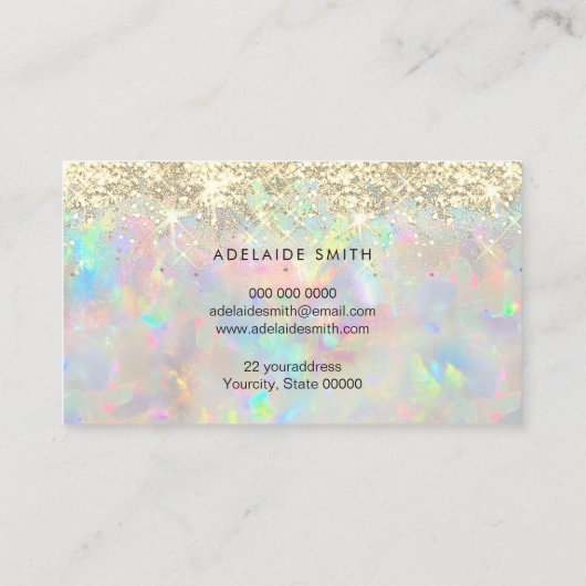 Nieuw Opal edelsteen faux glitter visitekaartje (Achterkant)