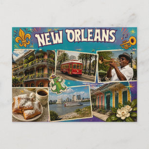 Nieuw-Orleans ansichtkaart Feestdagenkaart
