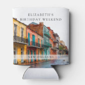 Nieuw Orleans Aquarel Verjaardagsweekend Blikjeskoeler (Achterkant)