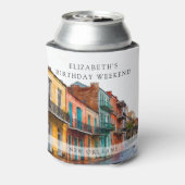 Nieuw Orleans Aquarel Verjaardagsweekend Blikjeskoeler (Blikje Achterkant)