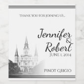 Nieuw Orleans Bestemming Bruiloft Wijn Label Etiket (Enkel label)