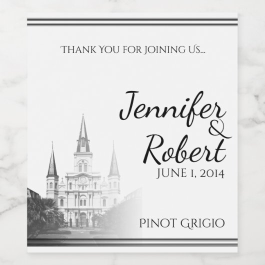 Nieuw Orleans Bestemming Bruiloft Wijn Label Wijn Etiket (Enkel label)