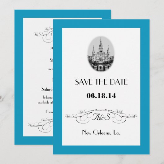 Nieuw-Orleans Jackson Square Save the Date Kaarten (Voorkant / Achterkant)