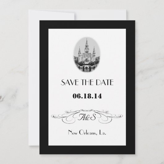 Nieuw Orleans Jackson Square Save the Date Kaarten (Voorkant)