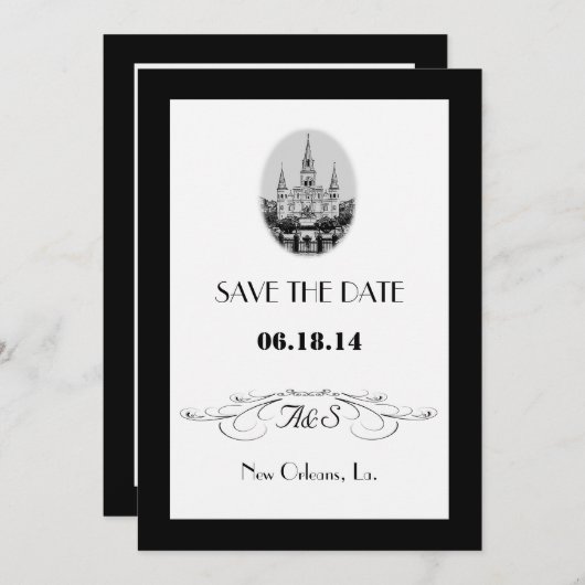 Nieuw Orleans Jackson Square Save the Date Kaarten (Voorkant / Achterkant)