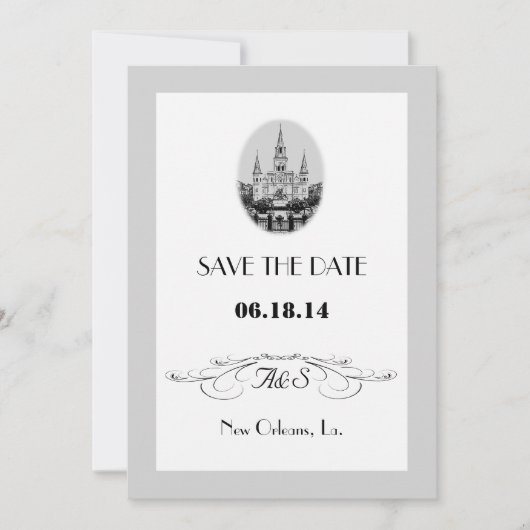Nieuw Orleans Jackson Square Save the Date Kaarten (Voorkant)