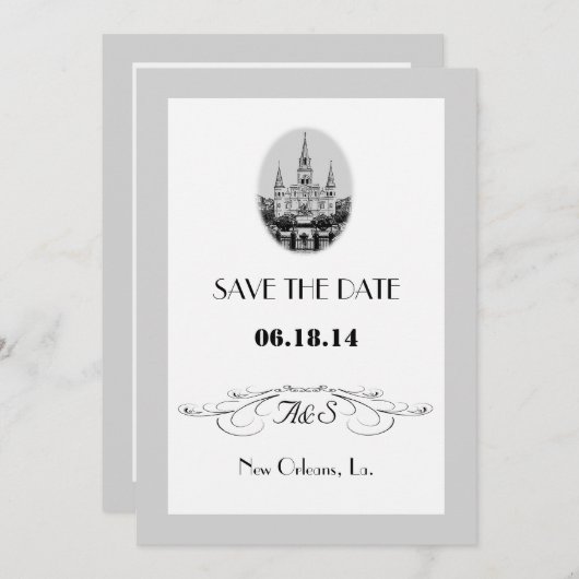 Nieuw Orleans Jackson Square Save the Date Kaarten (Voorkant / Achterkant)