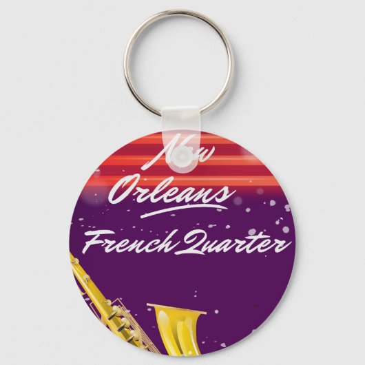 Nieuw-Orleans saxofoon reisposter. Sleutelhanger (Voorkant)