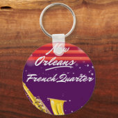 Nieuw-Orleans saxofoon reisposter. Sleutelhanger (Voorkant)