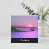 Nieuw Paars populair uitnodigingsschip Kaart (Staand voorkant)