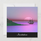 Nieuw Paars populair uitnodigingsschip Kaart (Voorkant)